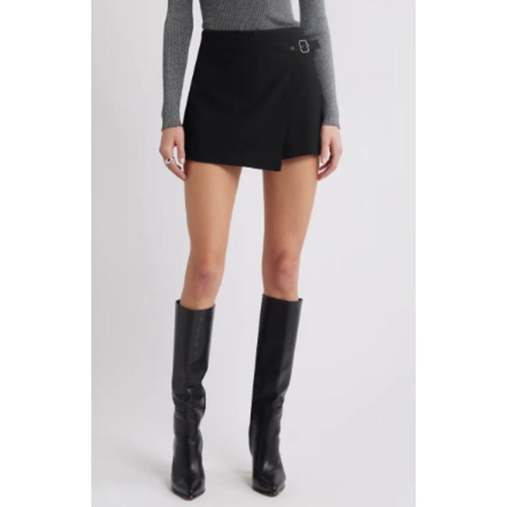 Black Women's Wrap Skort with Side Buckle